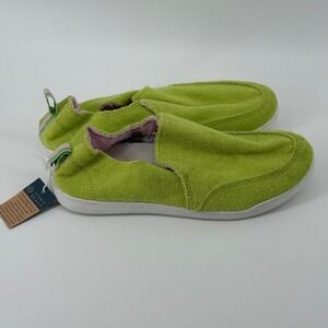 Vionic Beach Malibu Womens 6 Lime Green Terry Cloth Slip On Sneaker Vegan NEW